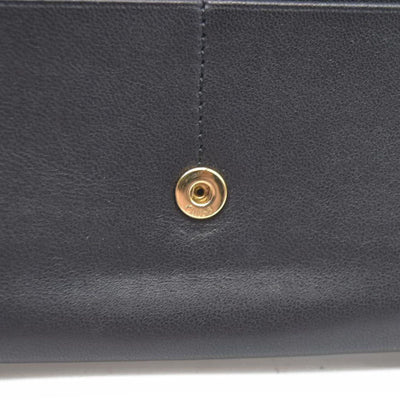 $470 Chloe Ribbon Leather Long Bifold Wallet Purse Black CONSIGNMENT 10020945