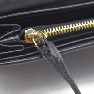 $470 Chloe Ribbon Leather Long Bifold Wallet Purse Black CONSIGNMENT 10020945