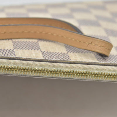$650 Louis Vuitton Damier Azur Braided Neverfull MM Tote Pochette