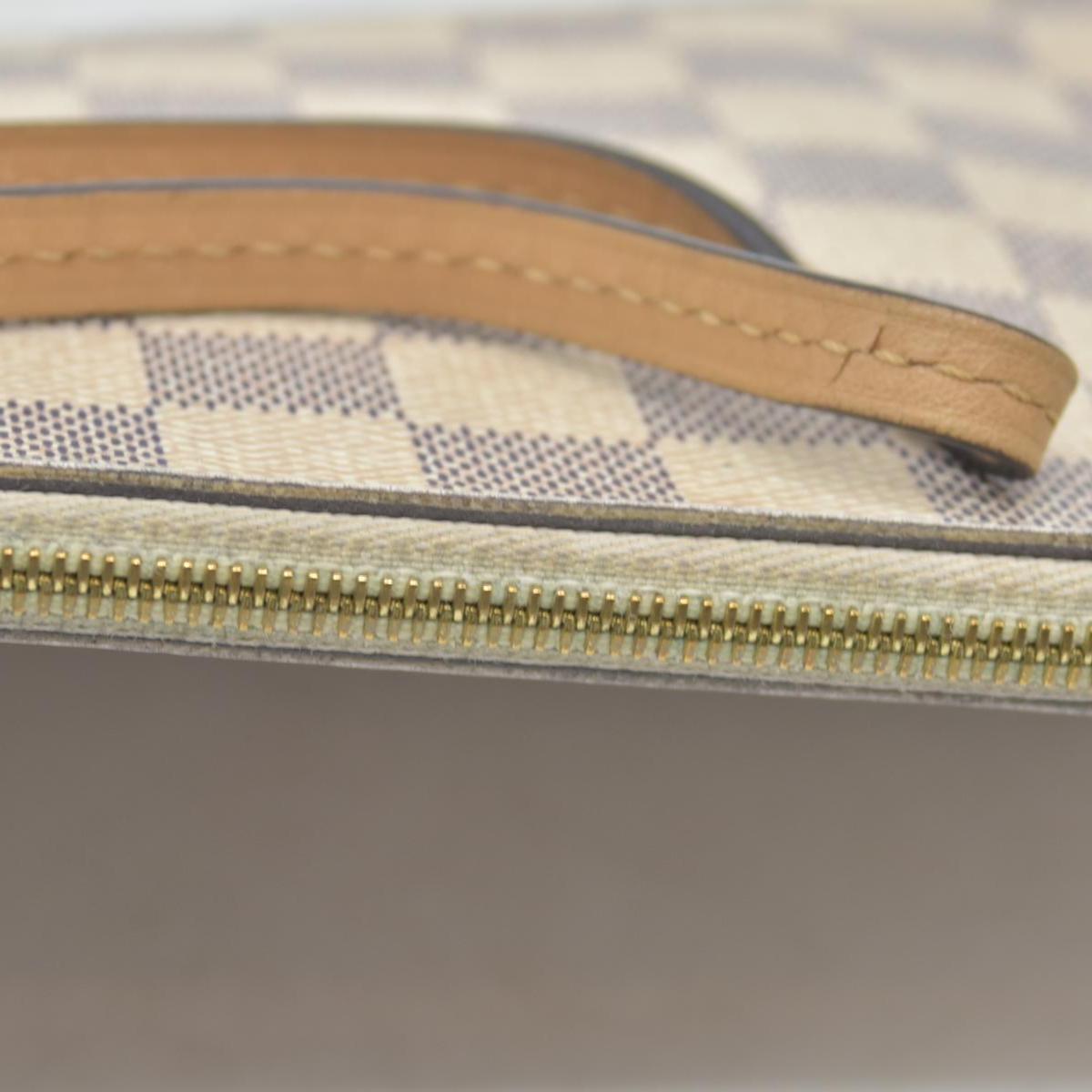 $650 Louis Vuitton Damier Azur Braided Neverfull MM Tote Pochette