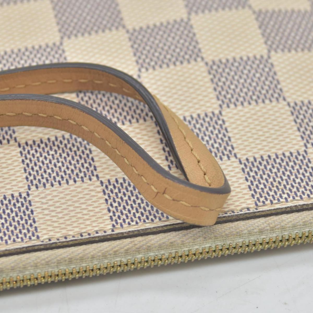 $650 Louis Vuitton Damier Azur Braided Neverfull MM Tote Pochette