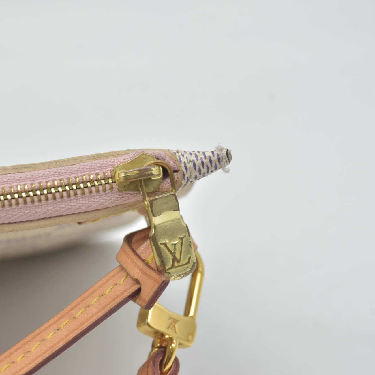 $600 2018 Louis Vuitton Damier Azur Neverfull MM GM Pochette Rose Ballerine FL4108
