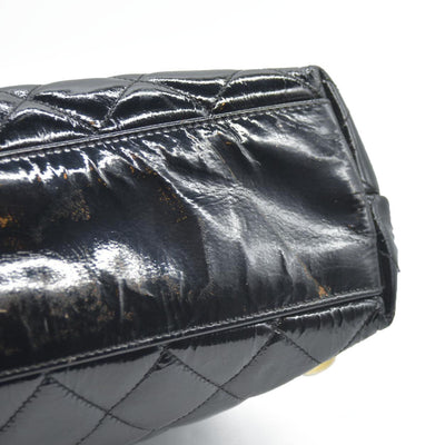 CHANEL Matelasse Chain Shoulder Bag Patent leather Black Gold CC