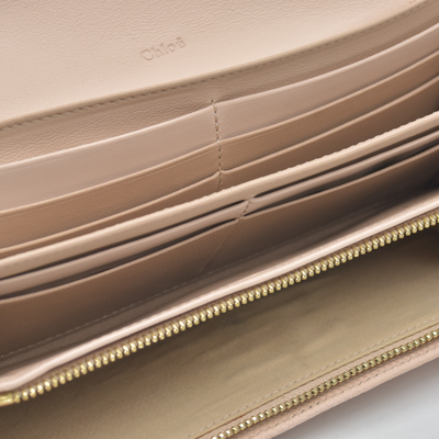 $525 2018 Chloe Indy Leather Long Bifold Wallet Purse Pink