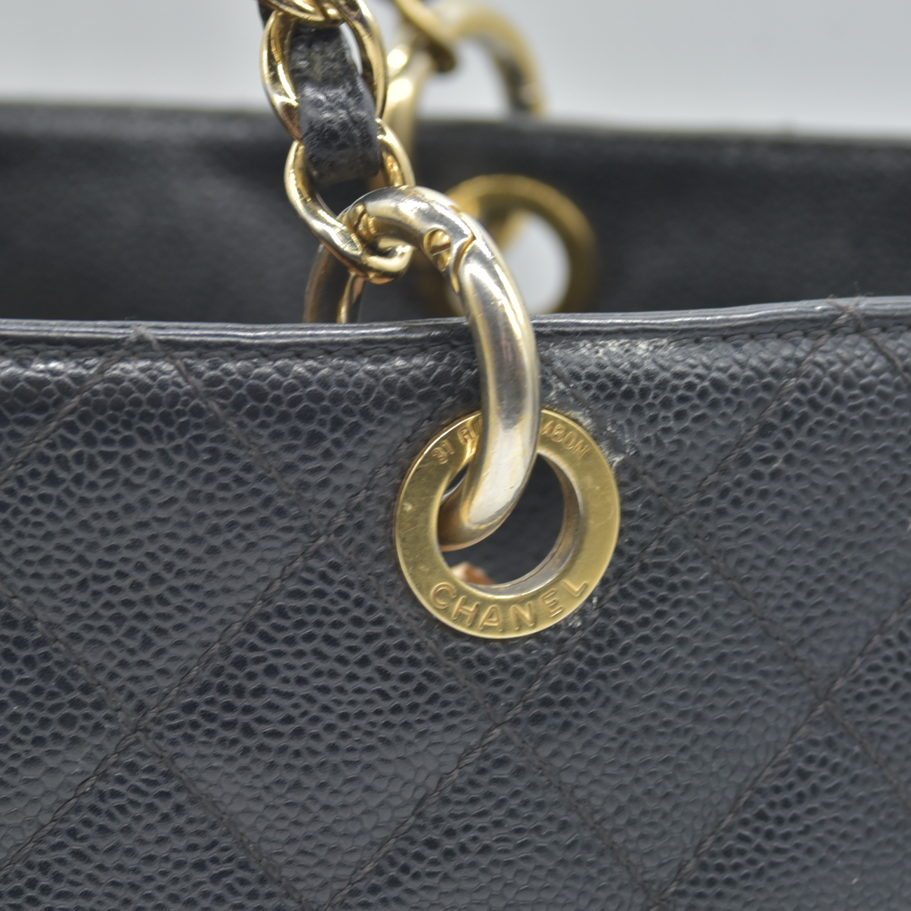 $2900 2010 Chanel Grand Shopping Tote (GST) Black Caviar