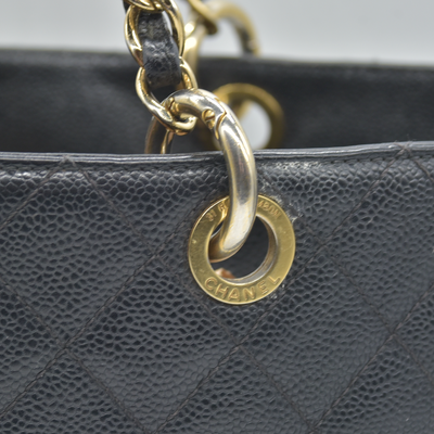 $2900 2010 Chanel Grand Shopping Tote (GST) Black Caviar