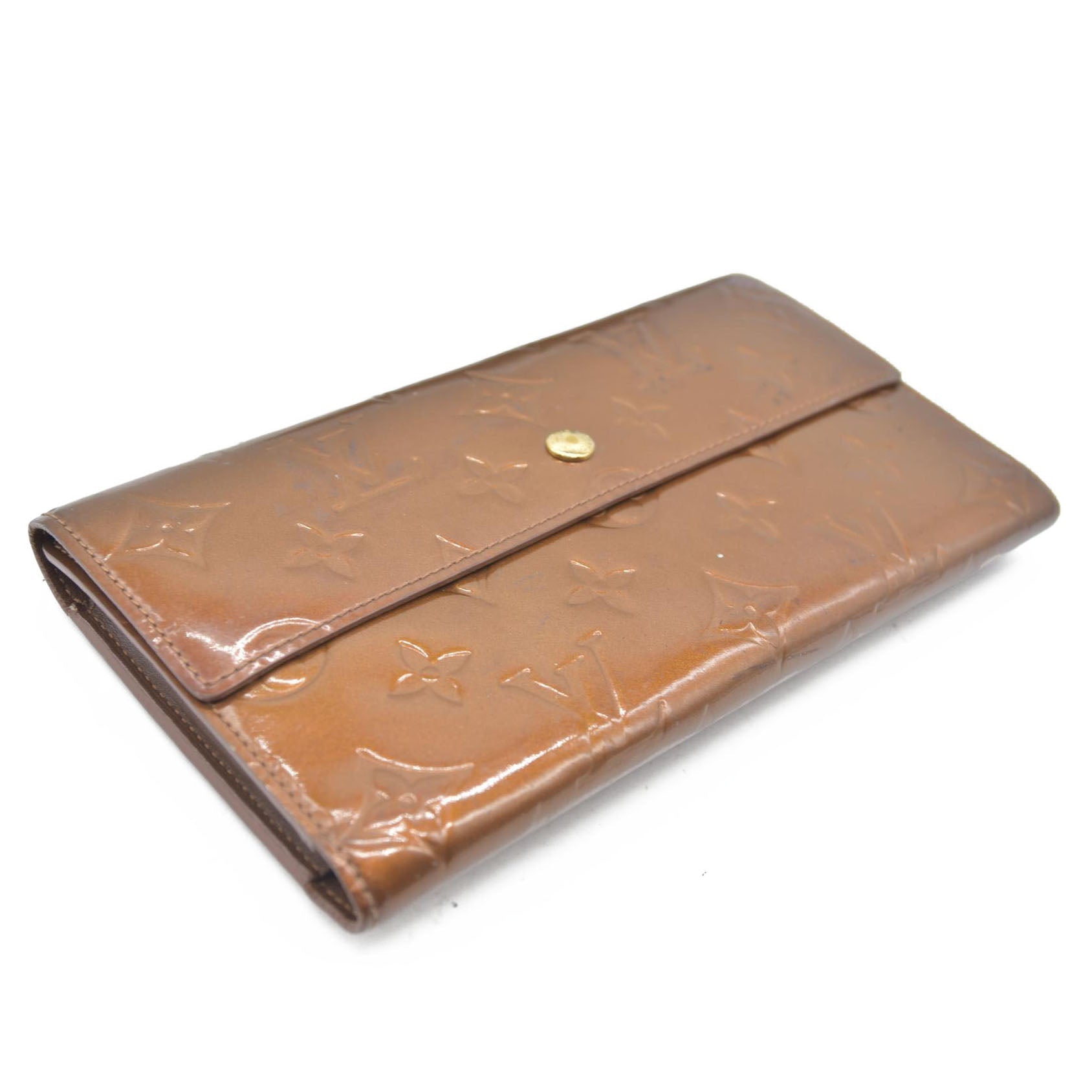 $840 LOUIS VUITTON Monogram Vernis Porte Tresor International Trifold Wallet