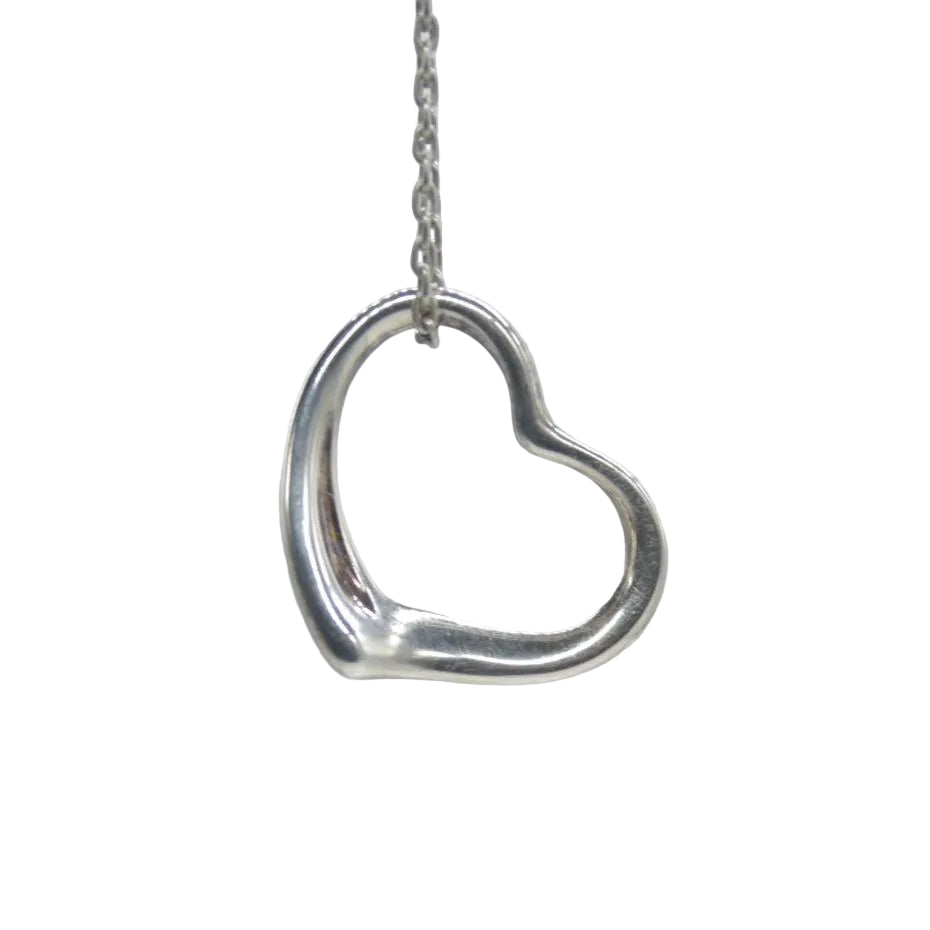 $750 Tiffany & Co Elsa Peretti Open Heart 26 mm XL Vintage Sterling Silver Necklace CONSIGNMENT 10020044