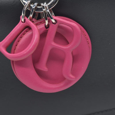 $6100 Christian Dior Smooth Calfskin Small Bi-Color Be Dior Flap Black Pink CONSIGNMET