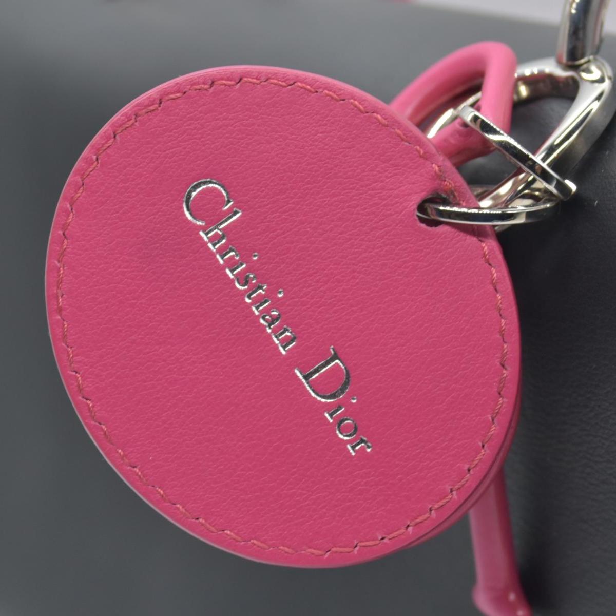 $6100 Christian Dior Smooth Calfskin Small Bi-Color Be Dior Flap Black Pink CONSIGNMET