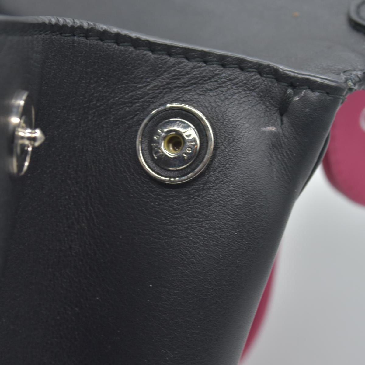 $6100 Christian Dior Smooth Calfskin Small Bi-Color Be Dior Flap Black Pink CONSIGNMET
