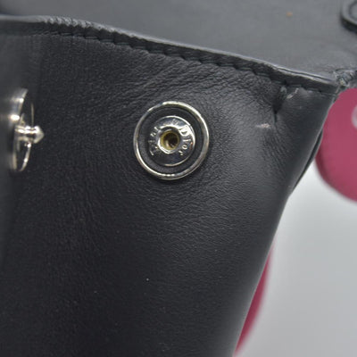 $6100 Christian Dior Smooth Calfskin Small Bi-Color Be Dior Flap Black Pink CONSIGNMET