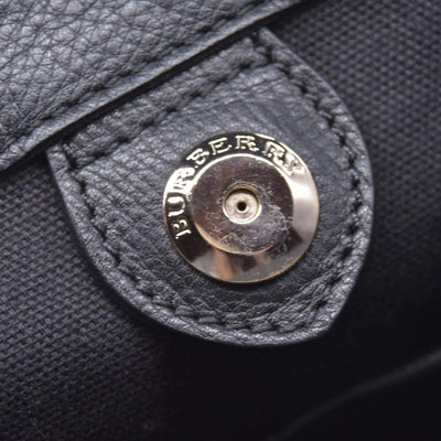 $1490 BURBERRY Grainy Leather House Check Medium Banner Tote Black CONSIGNMENT 10021501
