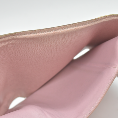 $625 2019 Louis Vuitton Damier Azur Rose Ballerine Victorine Wallet White Pink  FH4179