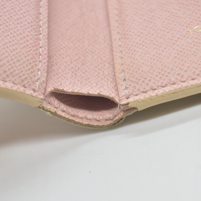 $625 2019 Louis Vuitton Damier Azur Rose Ballerine Victorine Wallet White Pink  FH4179