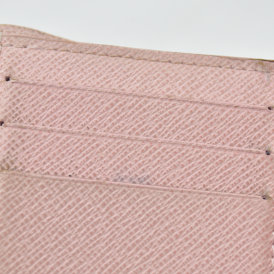 $625 2019 Louis Vuitton Damier Azur Rose Ballerine Victorine Wallet White Pink  FH4179