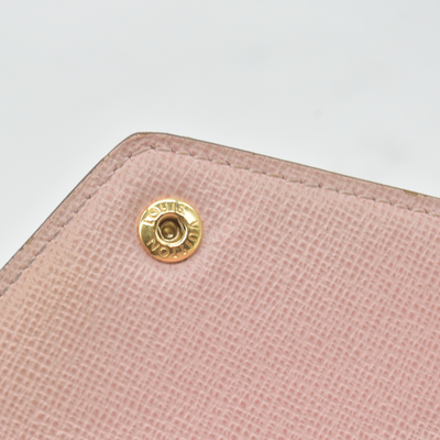 $625 2019 Louis Vuitton Damier Azur Rose Ballerine Victorine Wallet White Pink  FH4179