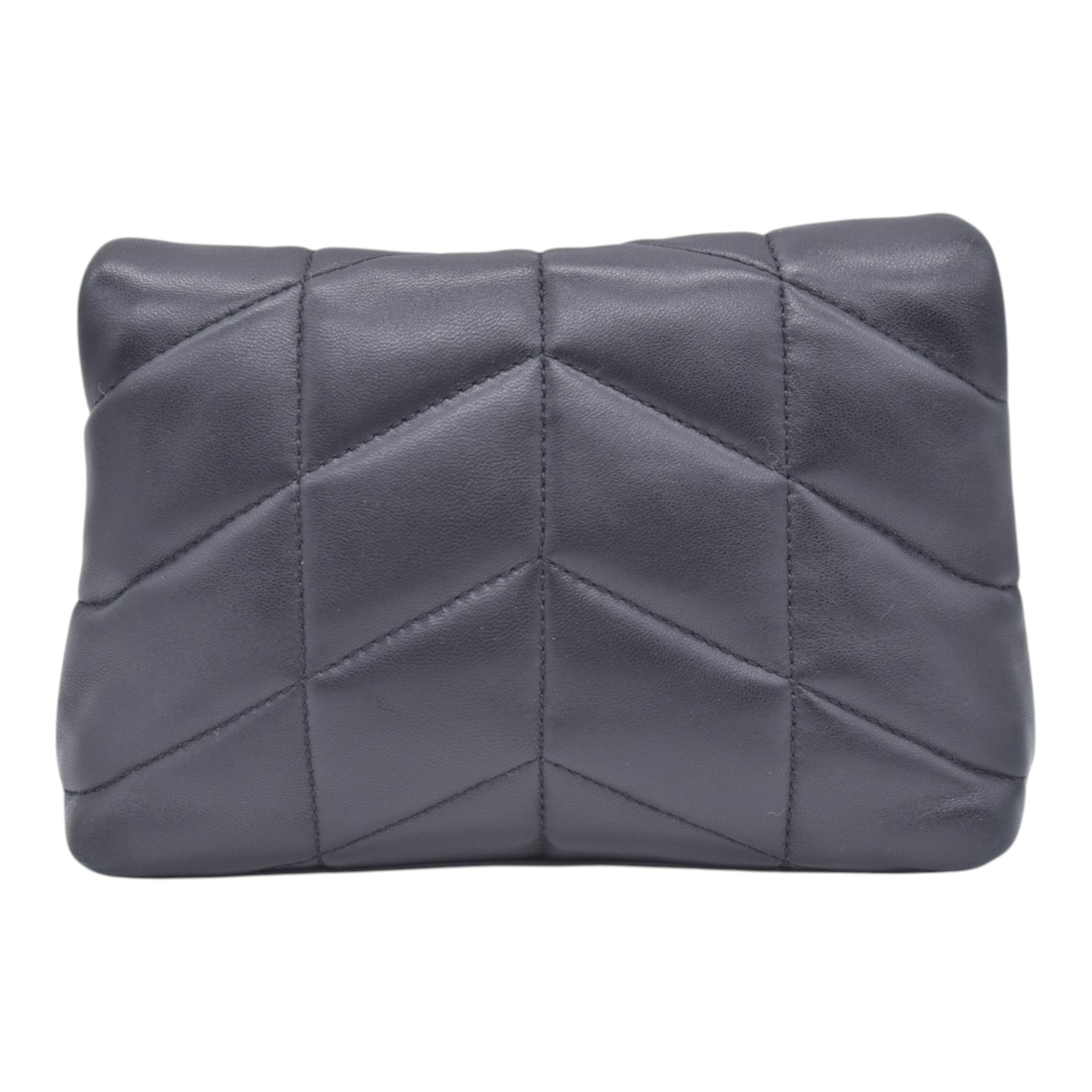 $850 SAINT LAURENT Black Quilted Leather Loulou Puffer Pouch CONSIGNMENT 10021500