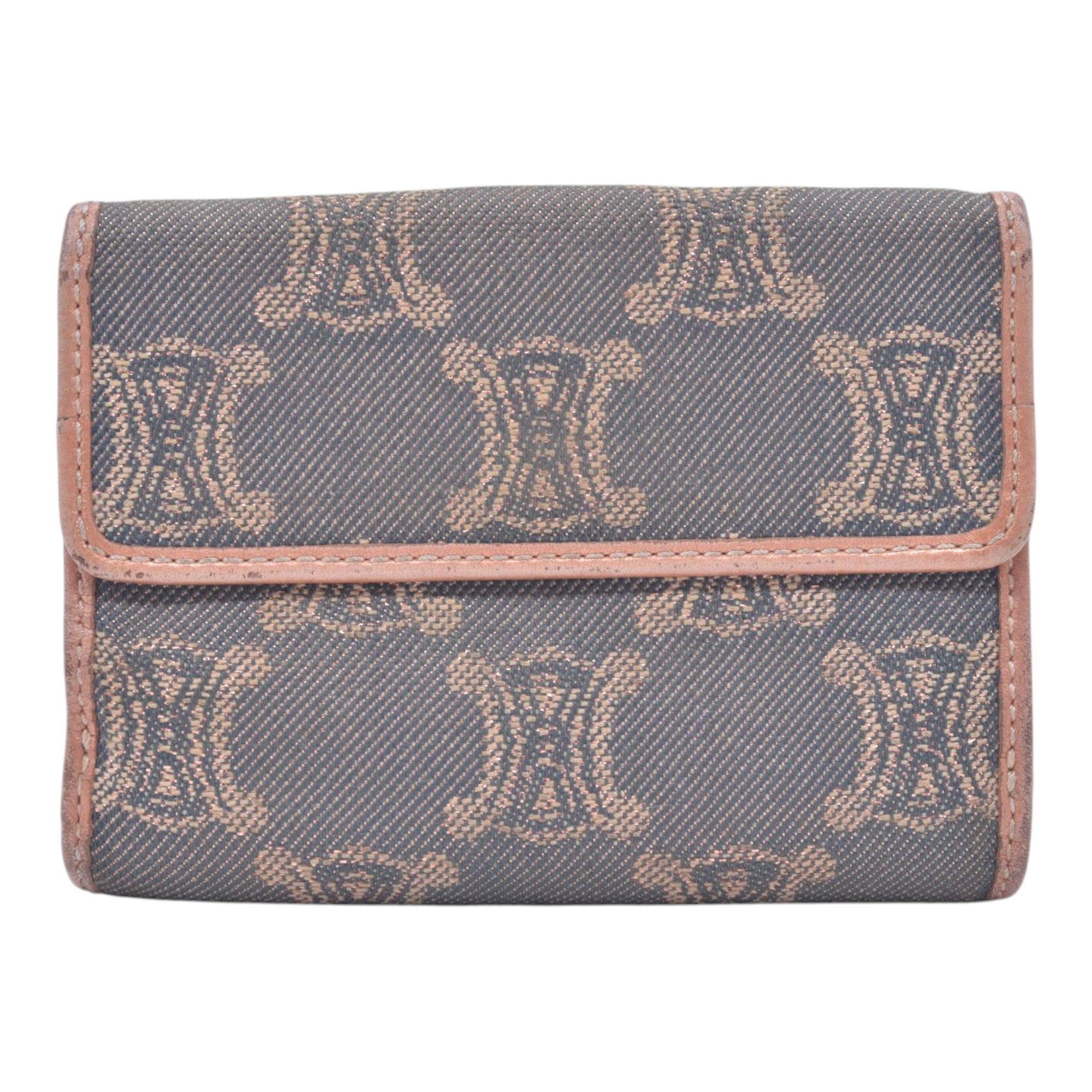 $260 CELINE Triomphe Macadam Canvas Compact Bifold Wallet CONSIGNMENT 10021494