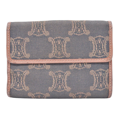 $260 CELINE Triomphe Macadam Canvas Compact Bifold Wallet CONSIGNMENT 10021494