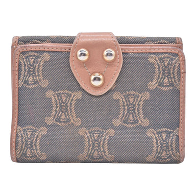 $260 CELINE Triomphe Macadam Canvas Compact Bifold Wallet CONSIGNMENT 10021494
