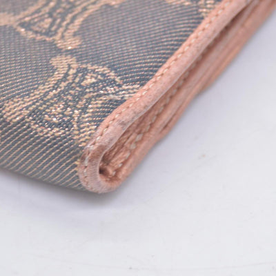 $260 CELINE Triomphe Macadam Canvas Compact Bifold Wallet CONSIGNMENT 10021494
