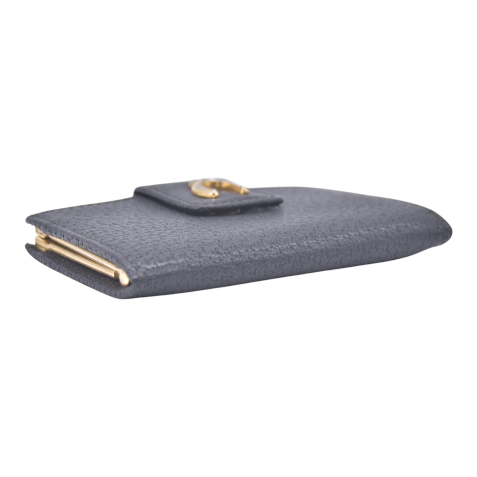 $300 GUCCI Vintage Leather Horseshoe Kisslock French Purse Wallet Black CONSIGNMENT 10021496