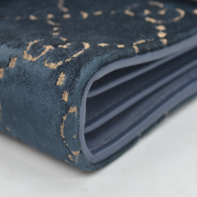 $1650 Gucci Velvet Crystal GG Monogram Mini Dionysus Chain Wallet Blue Beige Black