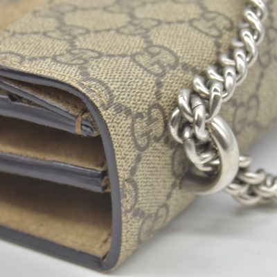 $3350 GUCCI GG Supreme Monogram Suede Small Dionysus Shoulder Bag Beige Ebony Taupe