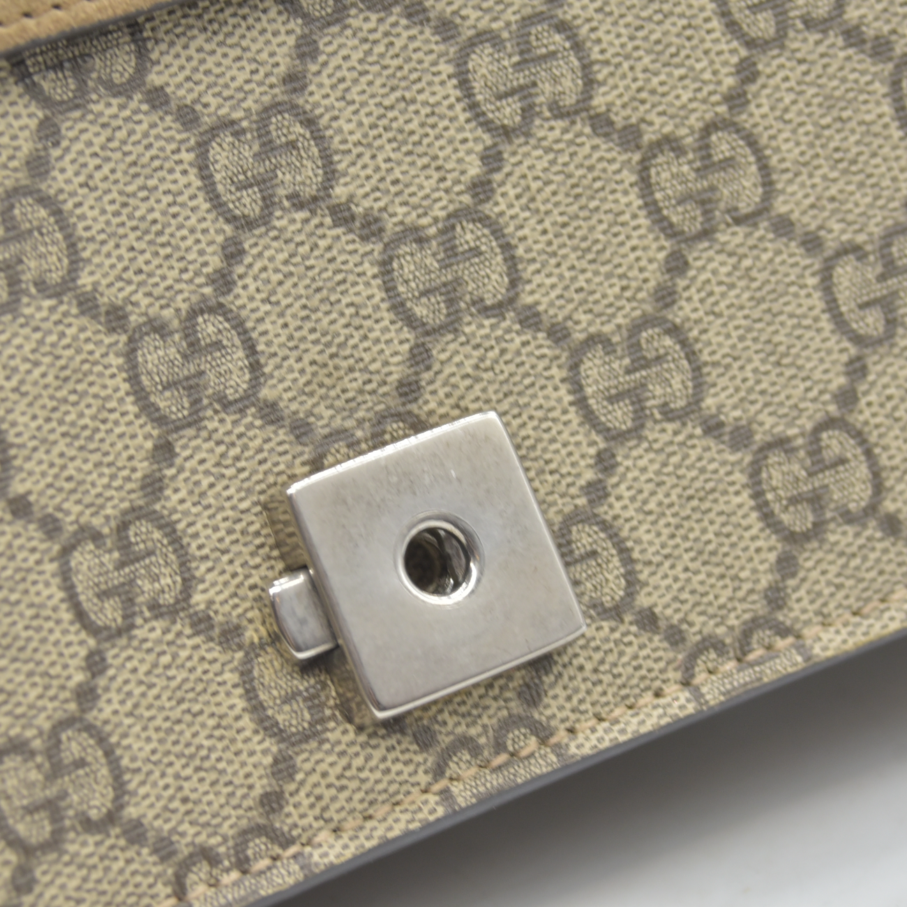 $3350 GUCCI GG Supreme Monogram Suede Small Dionysus Shoulder Bag Beige Ebony Taupe