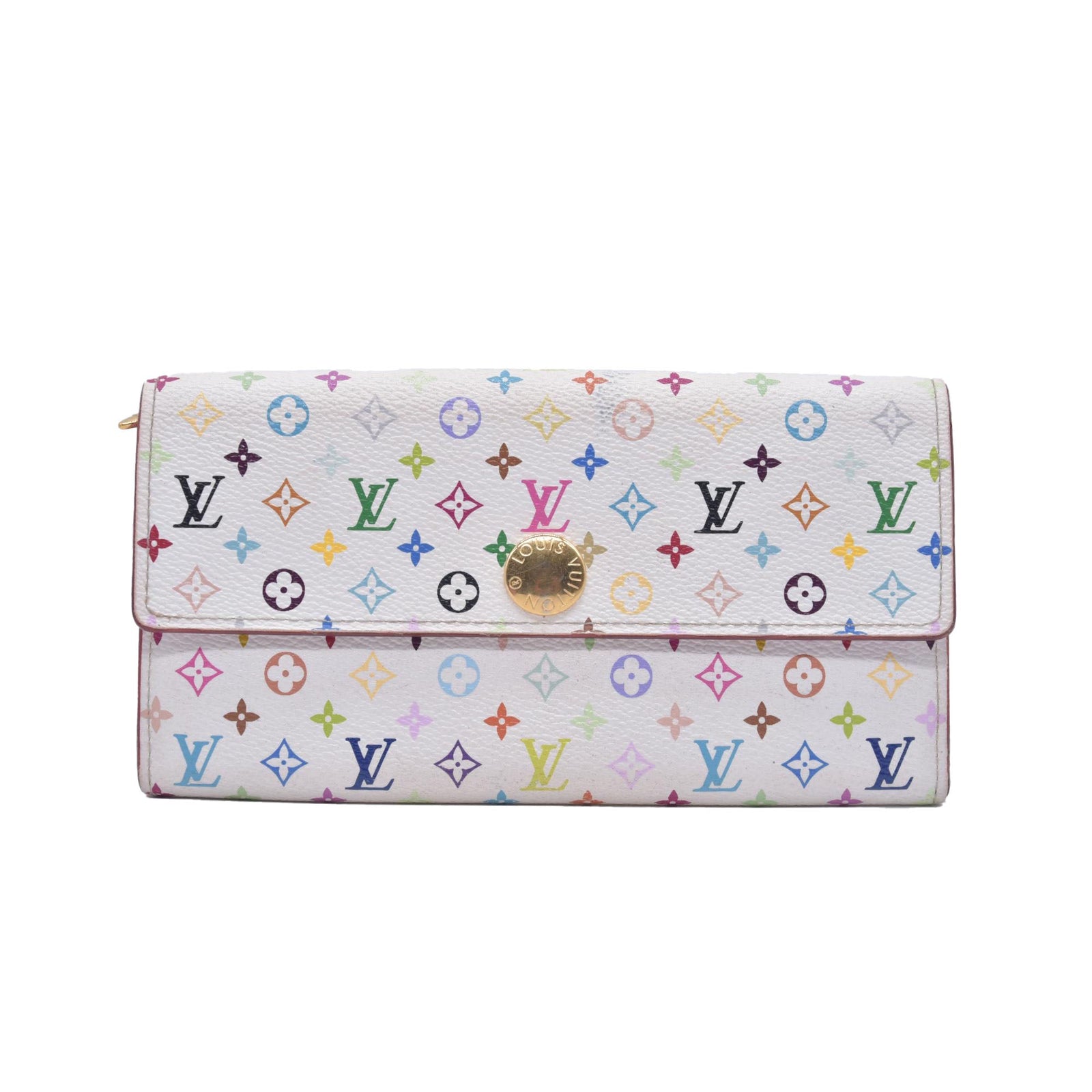 $880 LOUIS VUITTON Monogram Multicolore Porte Tresor International Wallet White CONSIGNMENT