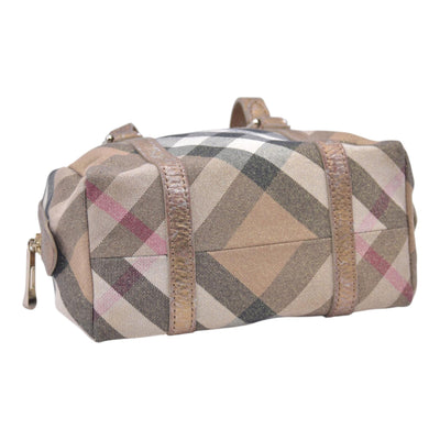 $890 BURBERRY House Check Metallic Lurex Bowling Satchel Bag Beige CONSIGNMENT 10021503