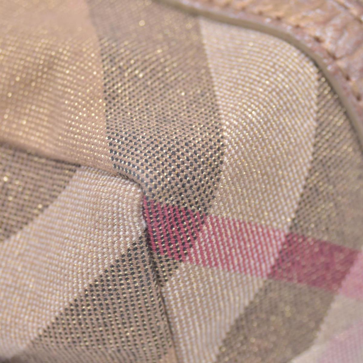 $890 BURBERRY House Check Metallic Lurex Bowling Satchel Bag Beige CONSIGNMENT 10021503