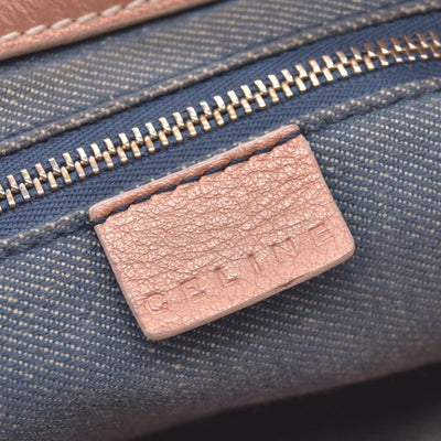 $1150 CELINE Macadam Metallic Lurex Denim Studded Shoulder Bag Rose Gold CONSIGNMENT 10021493