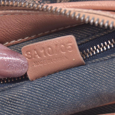$1150 CELINE Macadam Metallic Lurex Denim Studded Shoulder Bag Rose Gold CONSIGNMENT 10021493