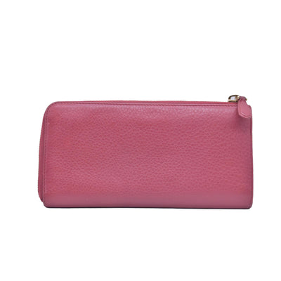 $680 PRADA Vitello Phenix L-Zip Continental Wallet Peonia CONSIGNMENT