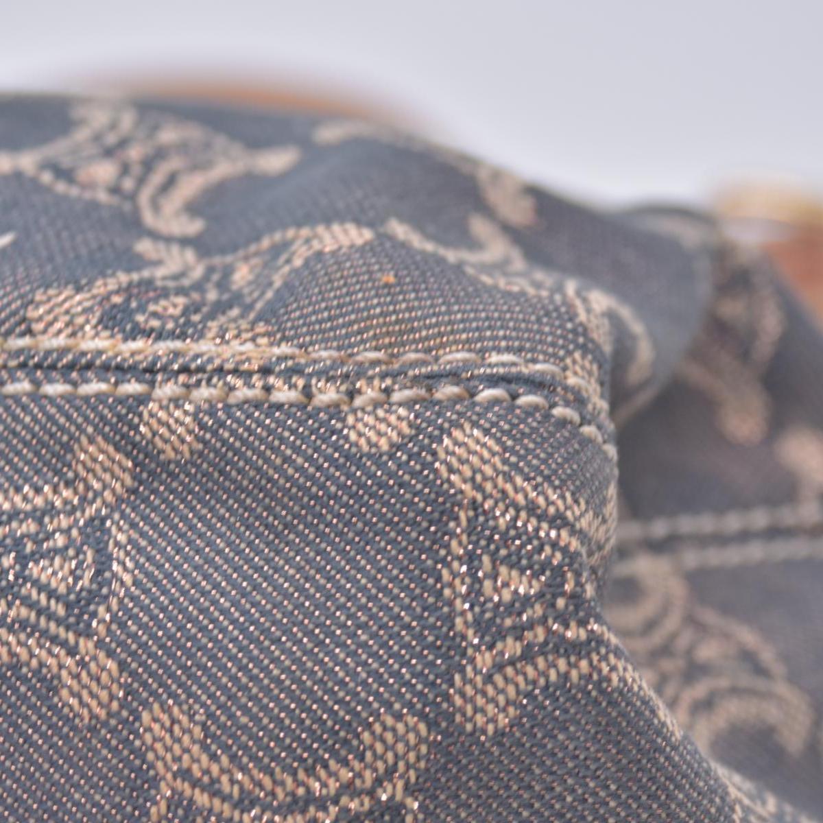$1150 CELINE Macadam Metallic Lurex Denim Studded Shoulder Bag Rose Gold CONSIGNMENT 10021493