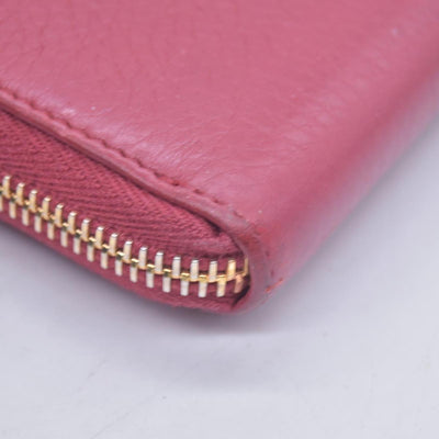 $680 PRADA Vitello Phenix L-Zip Continental Wallet Peonia CONSIGNMENT