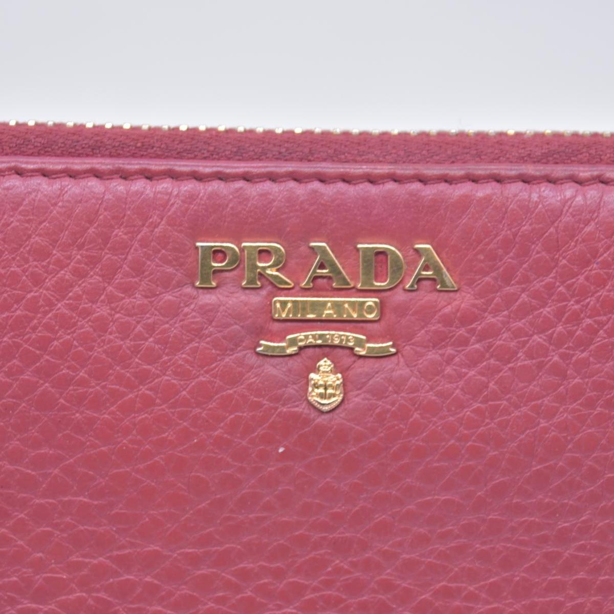 $680 PRADA Vitello Phenix L-Zip Continental Wallet Peonia CONSIGNMENT