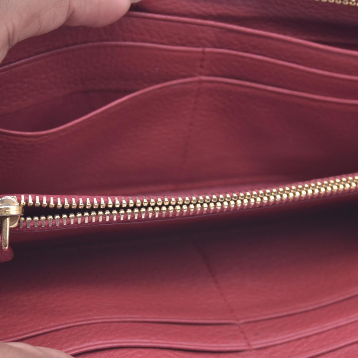 $680 PRADA Vitello Phenix L-Zip Continental Wallet Peonia CONSIGNMENT
