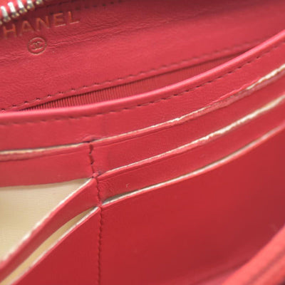 CHANEL Quilted Matelasse CC Logo Lambskin Zip Around Long Wallet Pink