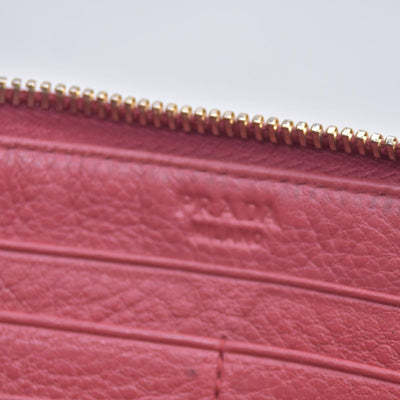 $680 PRADA Vitello Phenix L-Zip Continental Wallet Peonia CONSIGNMENT