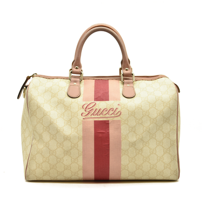 Gucci  GG Plus Monogram Web Stripe Medium Joy Boston Pink