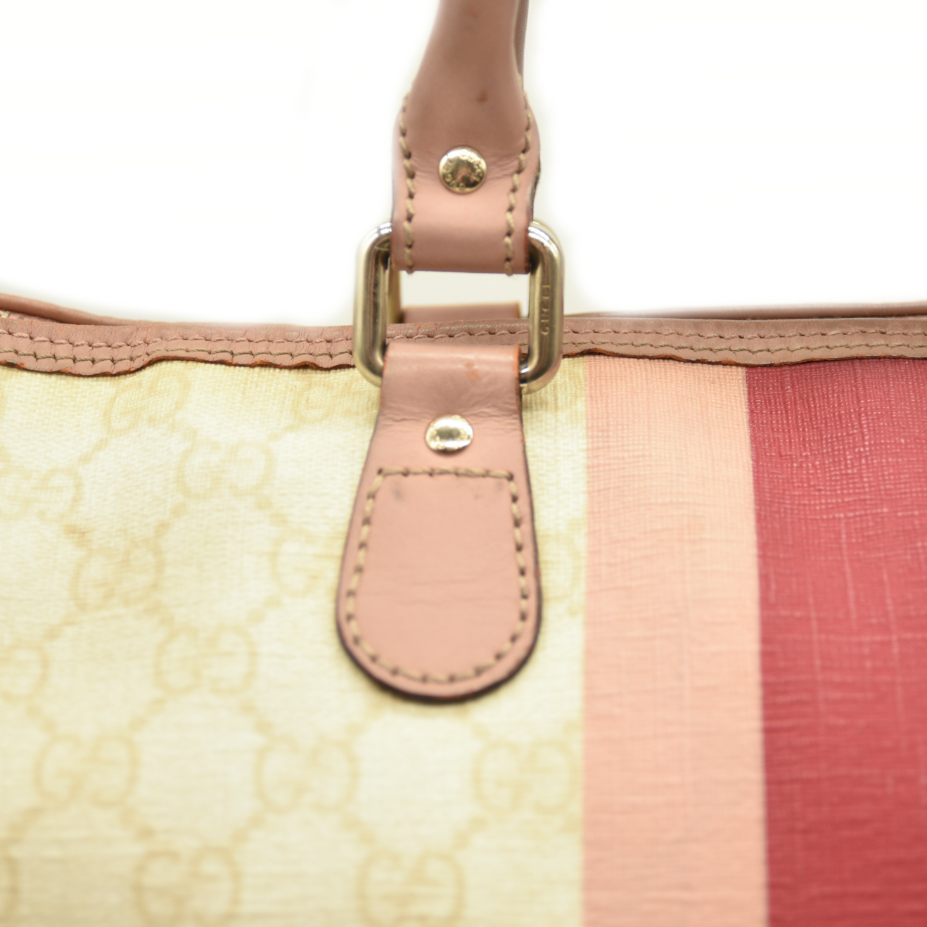 Gucci  GG Plus Monogram Web Stripe Medium Joy Boston Pink