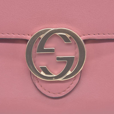 $595 GUCCI Dollar Calfskin Interlocking G Continental Wallet Pink CONSIGNMENT