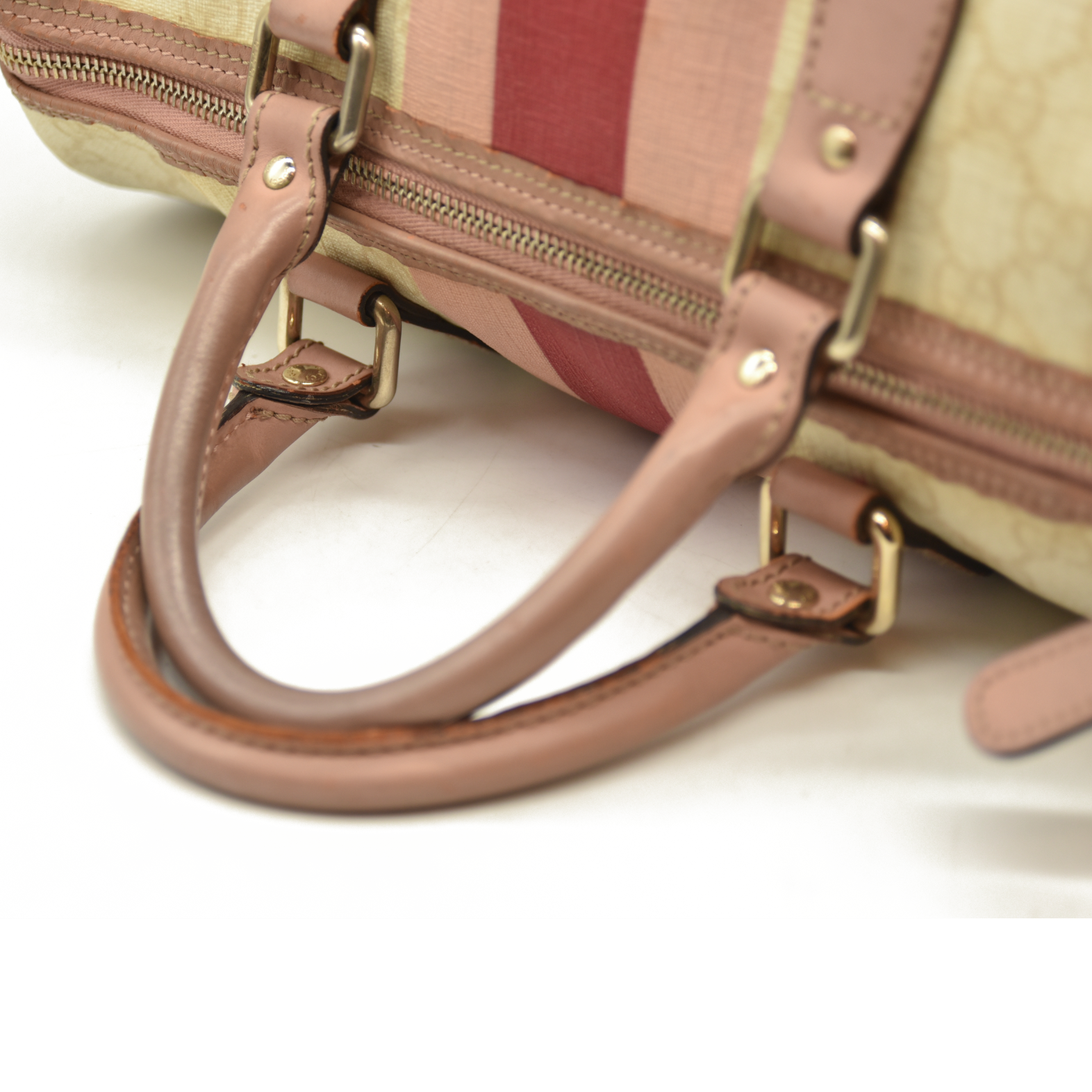 Gucci  GG Plus Monogram Web Stripe Medium Joy Boston Pink