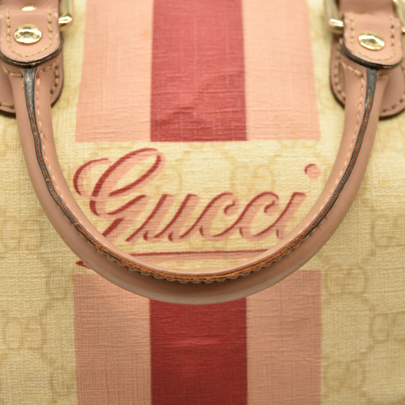 Gucci  GG Plus Monogram Web Stripe Medium Joy Boston Pink