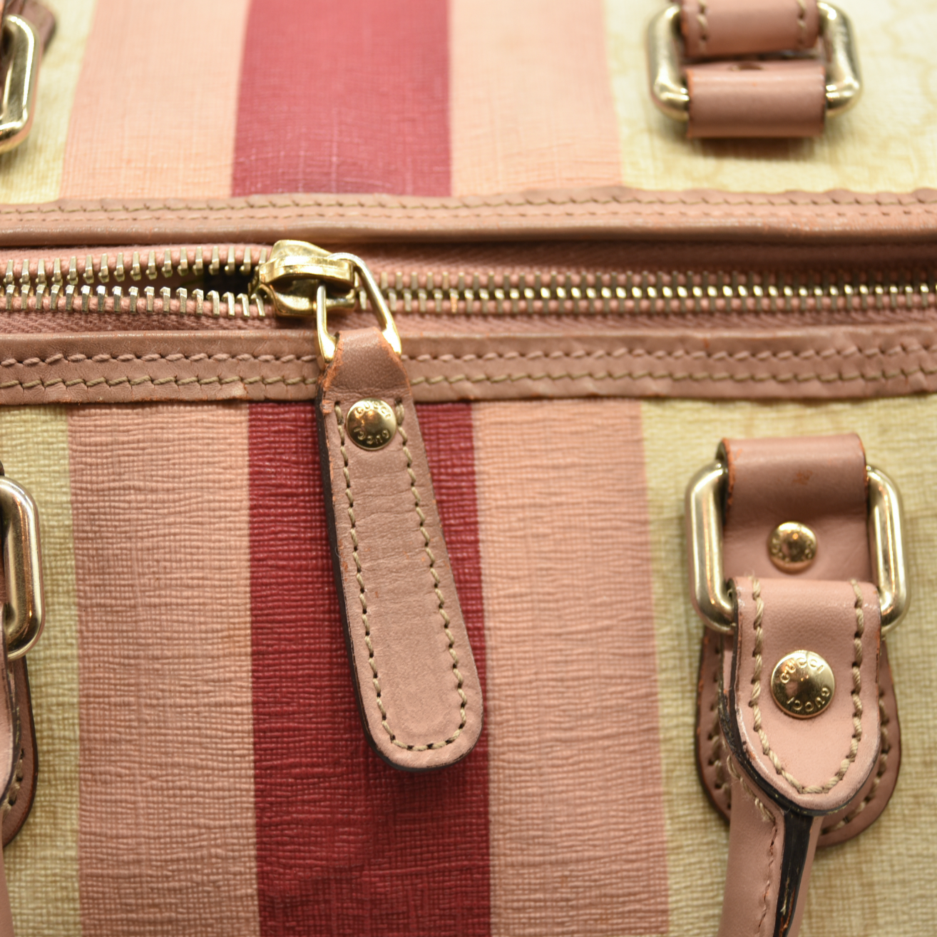 Gucci  GG Plus Monogram Web Stripe Medium Joy Boston Pink