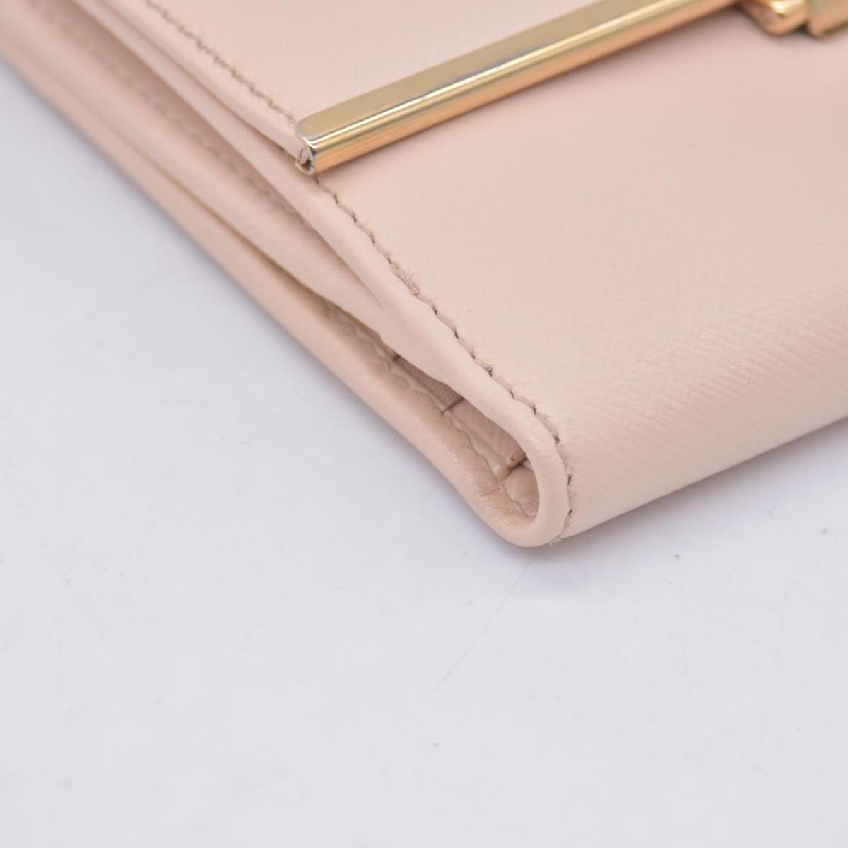 $565 SALVATORE FERRAGAMO Saffiano Gancini Bar Compact Wallet Light Pink CONSIGNMENT