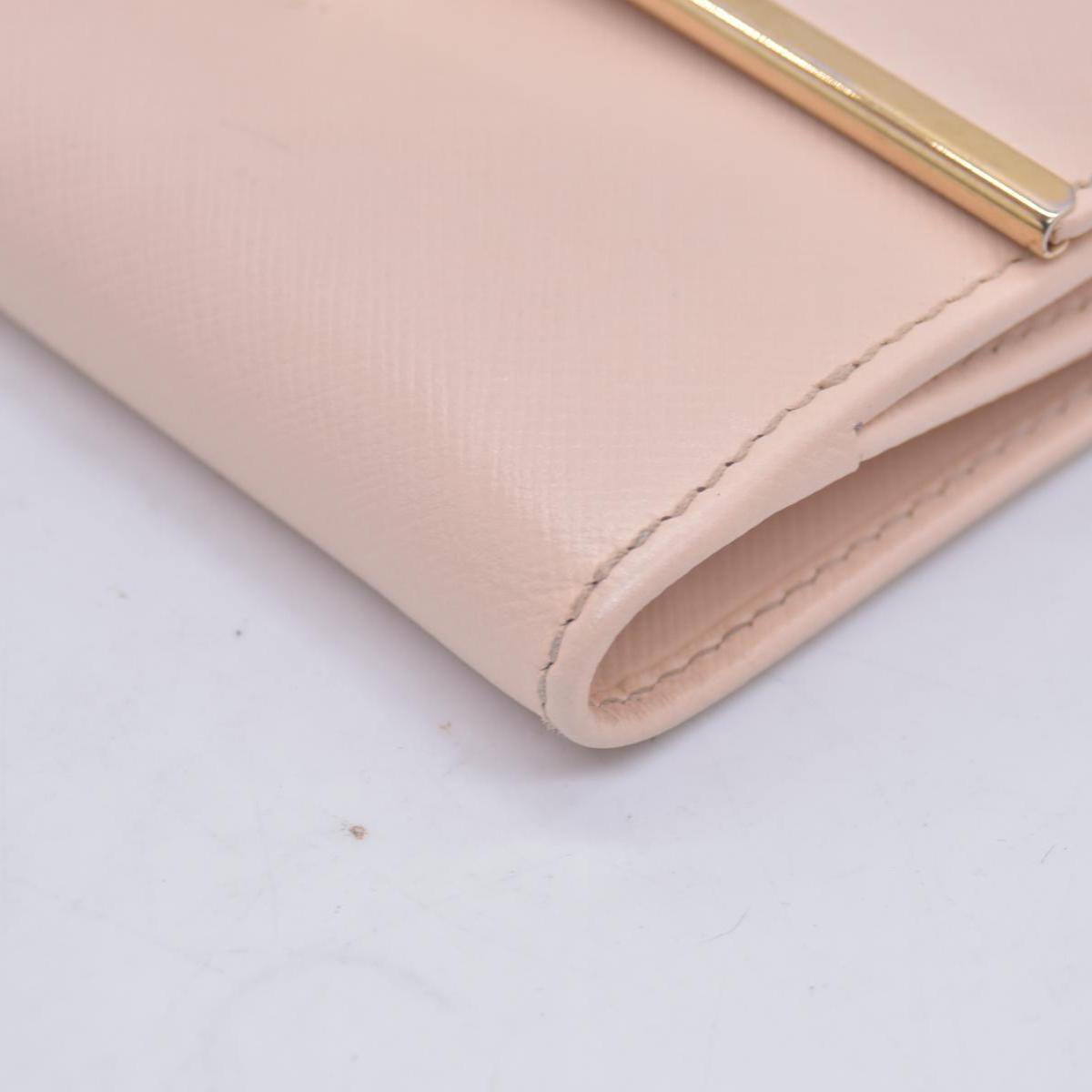 $565 SALVATORE FERRAGAMO Saffiano Gancini Bar Compact Wallet Light Pink CONSIGNMENT